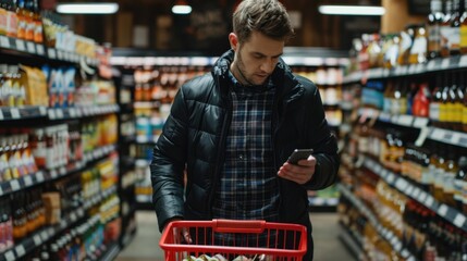 The man in supermarket aisle