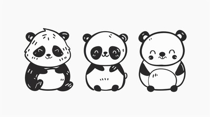 Panda. Line drawing of cute animal. Baby nursery art.