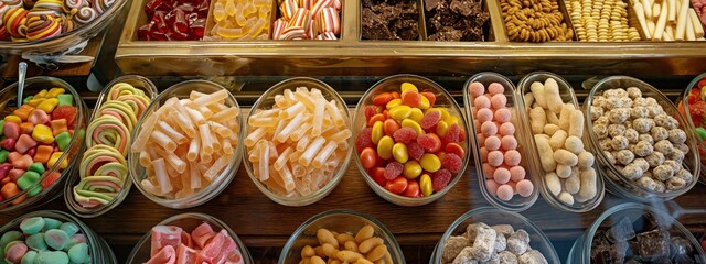 A variety of sweets on the confectionery counter