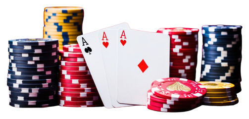 Obraz premium PNG Playing cards casino chips gambling game.