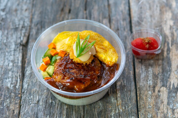 Homemade delicious Hamburger Steak with rice