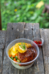 Homemade delicious Hamburger Steak with rice