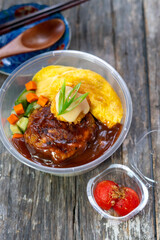 Homemade delicious Hamburger Steak with rice