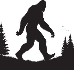 Fototapeta premium Bigfoot silhouettes vector image Flat silhouette design illustration