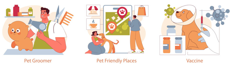 Pet Friendly Space. Flat Vector Illustration