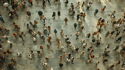Large Gathering: Top View of a Busy City Square