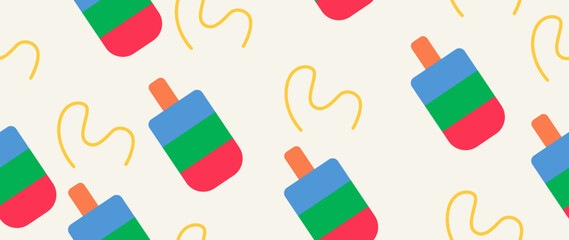 Vector flat illustration. Summer vacation concept. Used as background mockup for banner design. Horizontal seamless posters, wallpapers.