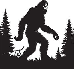 Fototapeta premium Bigfoot silhouettes vector image Flat silhouette design illustration
