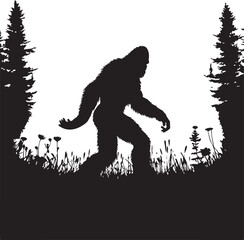Bigfoot silhouettes vector image Flat silhouette design illustration