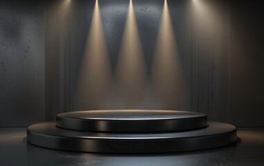 3D Podium Background with Sleek Modern Design and Spotlights