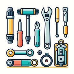 collection of workshop mechanic equipment icons
