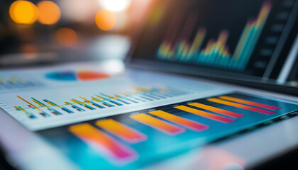 A close-up of a laptop screen displaying vibrant charts and graphs, highlighting the importance of data visualization in modern business and technology