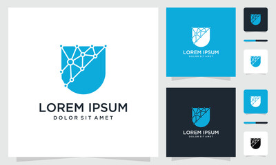 shield security technology logo design template. shield digital technology logo design	
