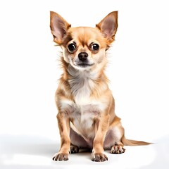 Fototapeta premium Chihuahua dog breed standing against white background, AI Generated
