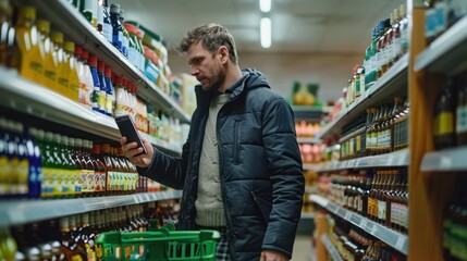The man browsing supermarket shelves