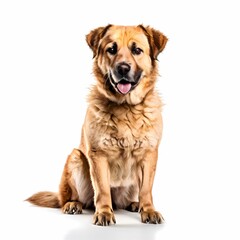 Chinook dog breed standing against white background, AI Generated