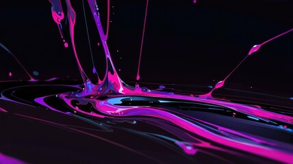 A colorful liquid of the purple is shown with a black background