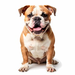 Fototapeta premium Continental bulldog dog breed standing against white background, AI Generated