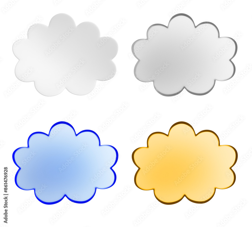 Leinwandbilder four cloud shapes with different colored outlines, isolated on a white background, concept of variet