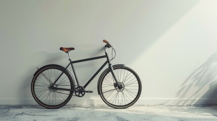 Vintage Bicycle Resting Against Light-Colored Wall in Sunlit Room