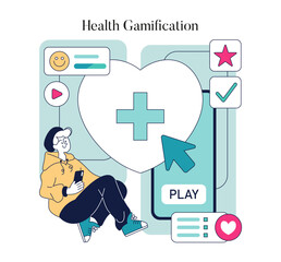 Health Gamification. Flat Vector Illustration