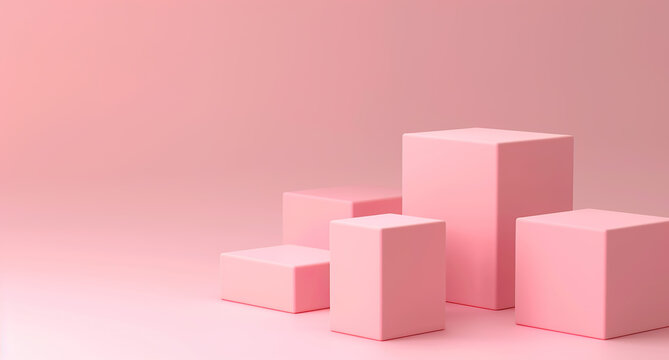 Minimalist 3D rendering of pink cubes