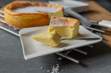 Piece of vegan cheesecake on a plate