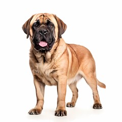 Obraz premium English mastiff dog breed standing against white background, AI Generated