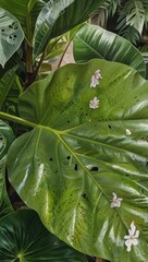 leaves and water drops