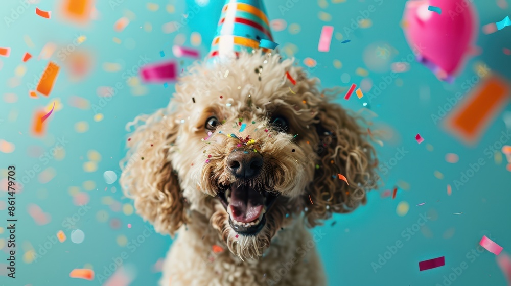 Canvas Prints the dog in party hat