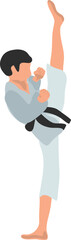 Karate fighter in grey kimono vector illustration on a white background