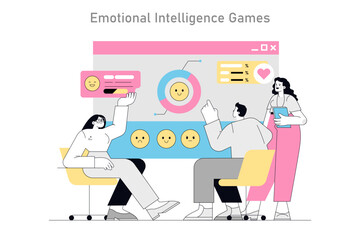 Gamification In Psychotherapy. Flat Vector Illustration