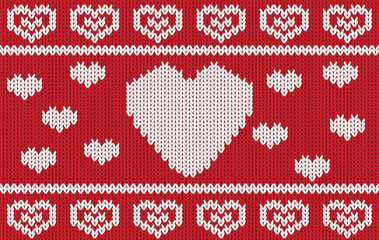 Knitted pattern seamless fabric heart Valentine. traditional knitted pattern vector Valentine style. Designed for background ,wallpaper ,carpet ,clothing ,knitted pattern ,fabric ,embroidery ,textile