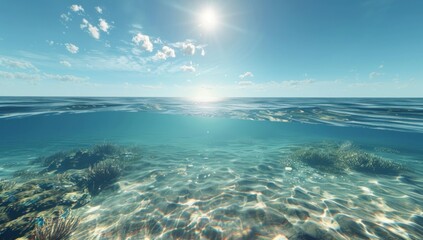 Obraz premium Sea Surface and Underwater, Sunlight
