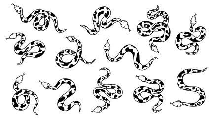 flat design snake silhouette collection