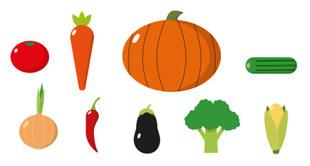 Set iconos de verduras con estilo minimalista para tiendas, sitios web y app.