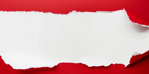 Torn hole paper background. An overhead view of red torn paper revealing a white background for dramatic contrast. Ideal for announcements promotions
