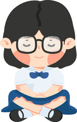 Young girl student sits in meditation