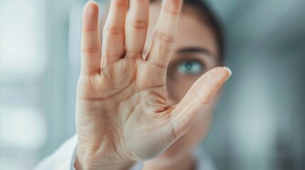 Naklejka premium Envision a doctor's hand emphasizing the importance of eye health amidst a background of gentle blur 