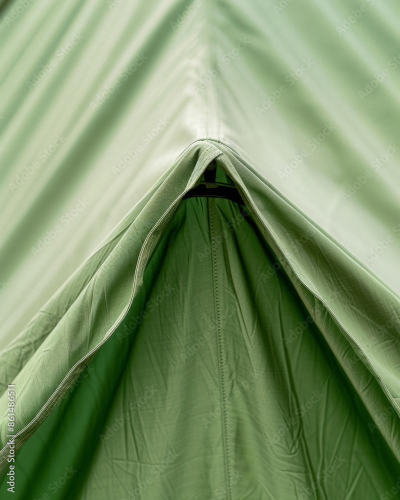 Aufkleber Abstract Camping Scene with Blurry Green Tent Symmetry in Soft Tones Using Long Exposure and Wide-Angle Lens Techniques