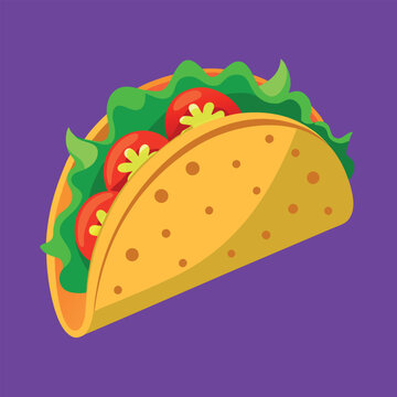 cartoon taco with tomatoes and lettuce clip art preview