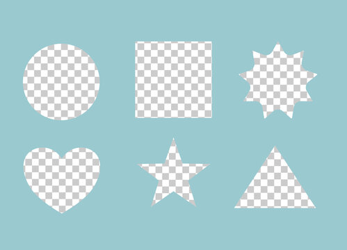 Basic Shape vector with checker board pattern fill inside, including square circle star love triangle