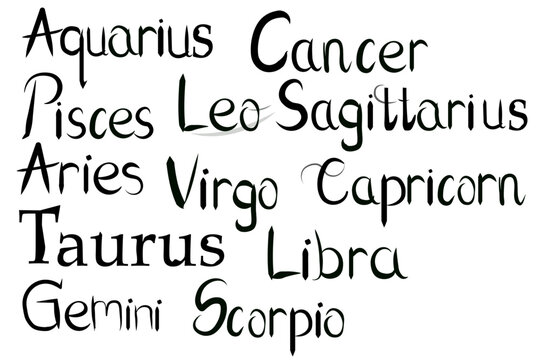 
12 Zodiac alphabet choreography minimal style.