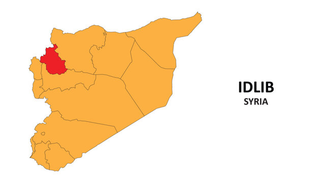 Idlib Map is highlighted on the Syria map with detailed State and region outlines.