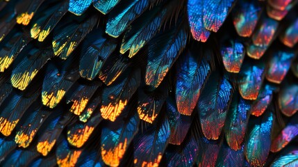 Obraz premium Detailed close up revealing intricate vibrant pattern on a tropical butterfly wing