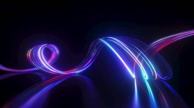 3d animation. Abstract background of glowing neon ribbon. Fantastic minimalist wallpaper