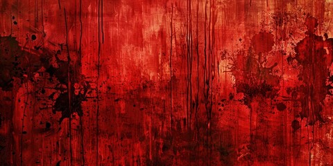 Obraz premium Red and Black Splashes on Red Background