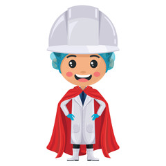 Quality control supervisor in food production line wearing his superhero cape. Superhero food safety engineer. Food industry engineer. Science, technology and safety in food production and processing