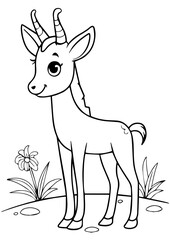 A charming colouring page cartoon gemsbok for kids black vector   
 outlines 