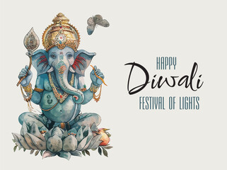 Happy Diwali. Group of paper graphic Indian lantern on Indian festive theme big banner background.